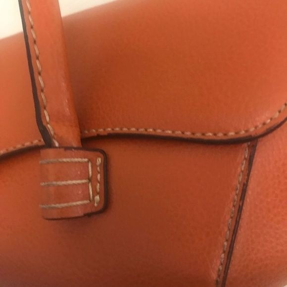 CUERO VACA Argentina Bag Vintage Tangerine Leather Snap Tubular Design 13” x 6” - Picture 9 of 10